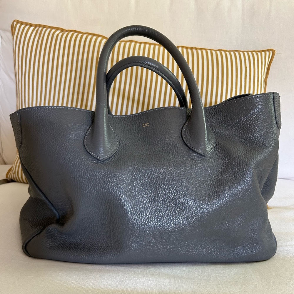 Mark and Graham Elegant Gray Leather Tote Bag
